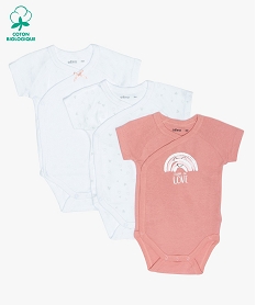 GEMO Body bébé fille à manches courtes fermeture croisée (lot de 3) Multicolore