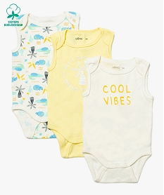 body bebe garcon sans manches assortis a motifs tropicaux (lot de 3) multicoloreB604301_1