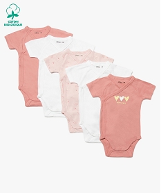 GEMO Body bébé fille à manches courtes fermeture croisée (lot de 5) Rose