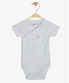 GEMO Body bébé garçon côtelé fermeture croisée Gris