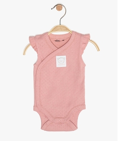 body bebe fille sans manches fermeture croisee roseB606101_1