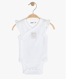 body bebe fille sans manches fermeture croisee blanc body manches courtesB606201_1