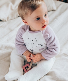 GEMO Pyjama bébé fille en maille peluche à motif animal Violet
