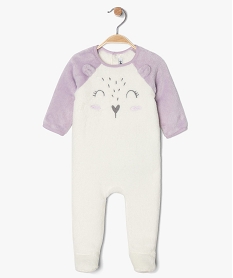 pyjama bebe fille en maille peluche a motif animal violetB607601_2