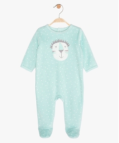 pyjama bebe en velours a pont-dos pressionne vertB607901_1