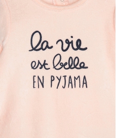 pyjama bebe fille avec message sur l’avant roseB608301_2