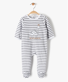 GEMO Pyjama bébé garçon en velours rayé et brodé Beige