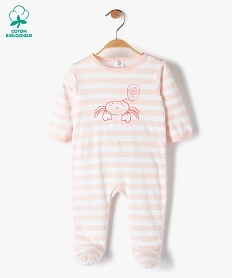 GEMO Pyjama bébé fille à rayures et motif crabe Rose