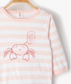 pyjama bebe fille a rayures et motif crabe roseB609101_2
