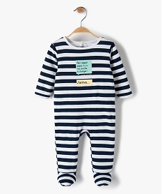GEMO Pyjama bébé garçon à rayures avec message sur l’avant Imprimé