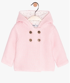 GEMO Gilet bébé tricoté avec capuche Rose