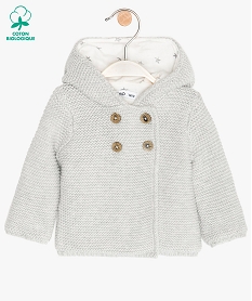 GEMO Gilet bébé tricoté avec capuche Gris