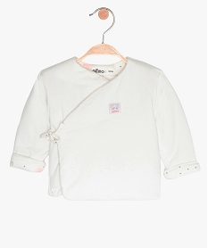 GEMO Gilet bébé fille cache-cœur en coton bio et fibres recyclées Blanc