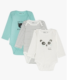 GEMO Body bébé manches longues col américain (lot de 3) Bleu