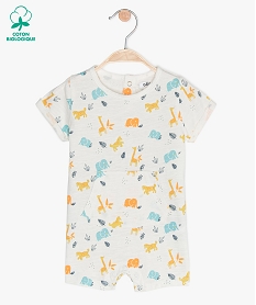 GEMO Combishort bébé garçon à motifs animaux 100% coton biologique Multicolore