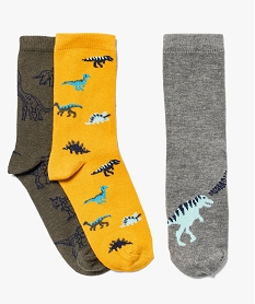 GEMO Chaussettes garçon à motif dinosaures (lot de 3) Jaune