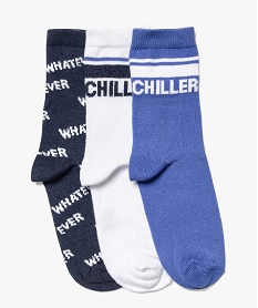 chaussettes garcon hautes a messages (lot de 3) bleu chaussettesB613101_1