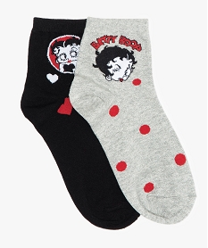 GEMO Chaussettes femme à motifs et paillettes (lot de 2) – Betty Boop Noir