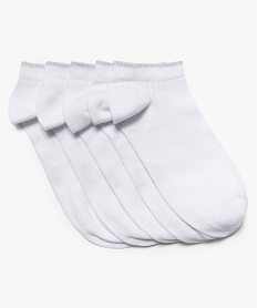 chaussettes femme courtes a cotes finition pailletee (lot de 5) blanc standardB613501_1