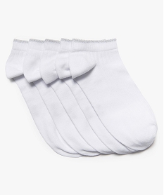 GEMO Chaussettes femme courtes à côtes finition pailletée (lot de 5) blanc standard