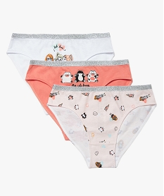 GEMO Culottes fille à motifs et ceinture pailletée (lot de 3) Multicolore