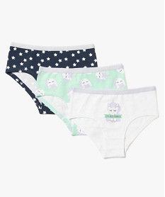 GEMO Shorty fille motif licornes contenant du coton bio (lot de 3) Multicolore