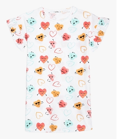 GEMO Chemise de nuit fille avec motif cœur et manches à volants Imprimé