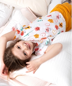 GEMO Pyjashort fille avec motif cœur et manches à volants Imprimé