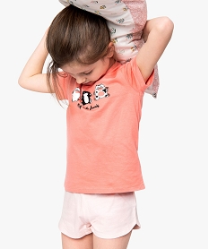 GEMO Pyjashort fille avec motifs chats sur le haut Rose