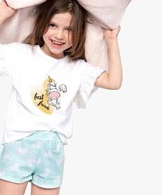 GEMO Pyjashort fille avec motif licorne et cœurs Multicolore