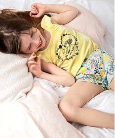 GEMO Pyjashort fille à bretelles et motifs marins Jaune