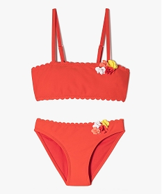 GEMO Maillot de bain fille avec fleurs multicolores Orange