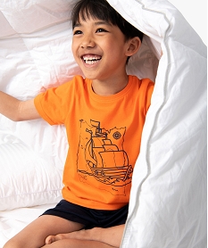 GEMO Pyjashort garçon avec motif bateau de pirates Orange