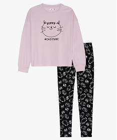 GEMO Pyjama fille en jersey de coton motif chat Violet