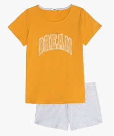 GEMO Pyjashort fille avec inscription sur le haut Jaune