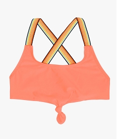 GEMO Brassière de bain fille avec nœud fantaisie et bretelles multicolores Orange