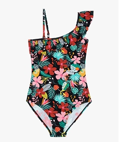 GEMO Maillot de bain fille une pièce avec haut asymétrique Imprimé