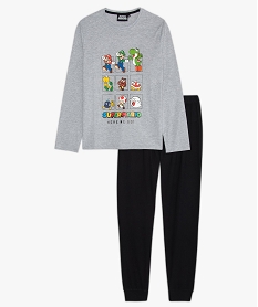 GEMO Pyjama garçon bicolore à motifs colorés – Super Mario Gris