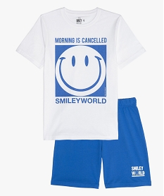 GEMO Pyjashort garçon avec motif XXL - Smiley Blanc