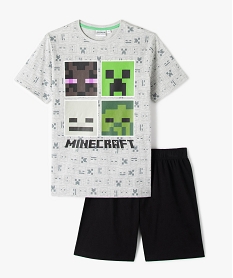 GEMO Pyjashort garçon bicolore avec motif sur l’avant - Minecraft Gris