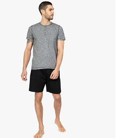 GEMO Pyjashort homme bicolore avec haut à col tunisien Gris