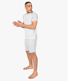 pyjashort homme en coton stretch haut raye grisB629201_1