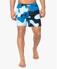 GEMO Short de bain homme tricolore Bleu