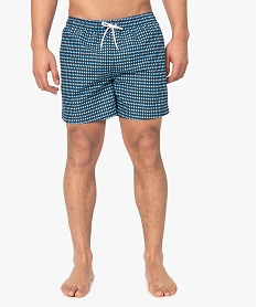 GEMO Short de bain homme motif géométrique Bleu