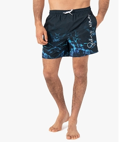 GEMO Short de bain homme imprimé marin Bleu