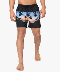GEMO Short de bain homme imprimé coucher de soleil Noir