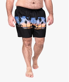 GEMO Short de bain homme à motif plage Noir