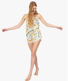 GEMO Bas de pyjama femme à motifs fleuris et dentelle Imprimé