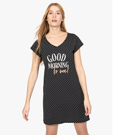 GEMO Chemise de nuit imprimée à manches courtes femme Noir