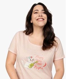 GEMO Chemise de nuit à manches courtes avec motifs femme grande taille Rose